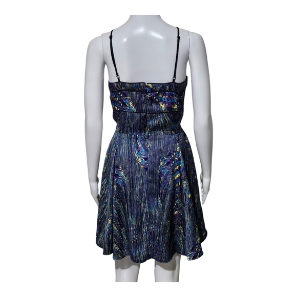 5|48 Nordstroms multicolored arts spaghetti straps fit & flare dress size Large - Picture 7 of 9